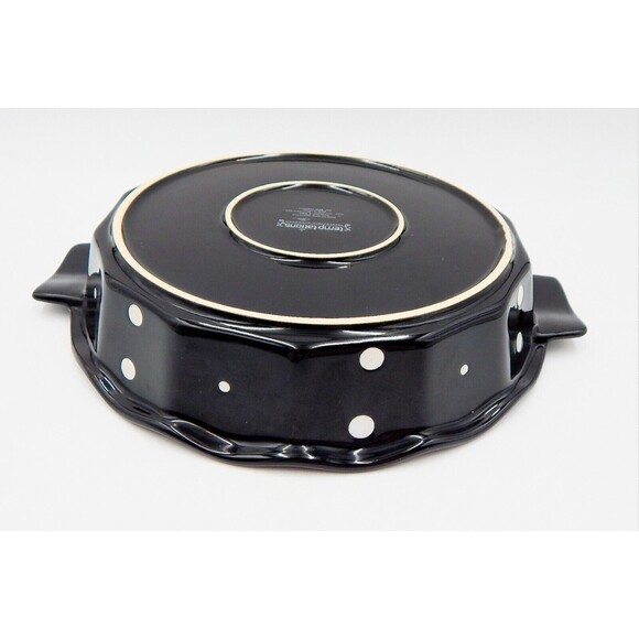 Temp-Tations by Tara Black Polka Dot Pie Dish Baker Pan 9 Inch Temptations - Picture 9 of 9